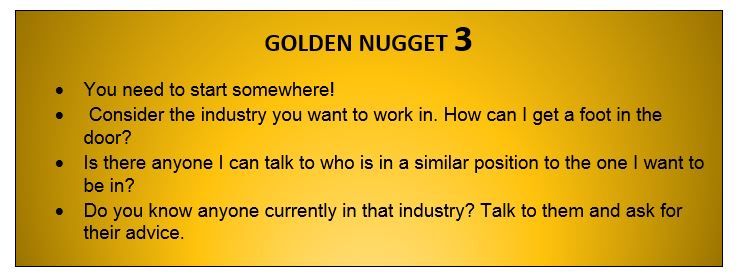 golden nuggets are a great way to learn about jobs after graduation