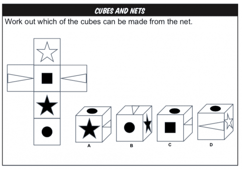 Cubes and Nets practice question example - How 2 Become