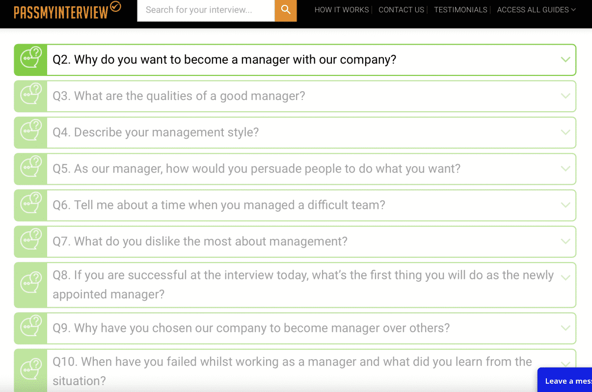 PassMyInterview Interview Questions List